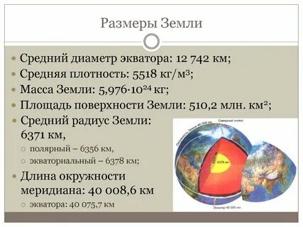 Радиус экватора земли в км