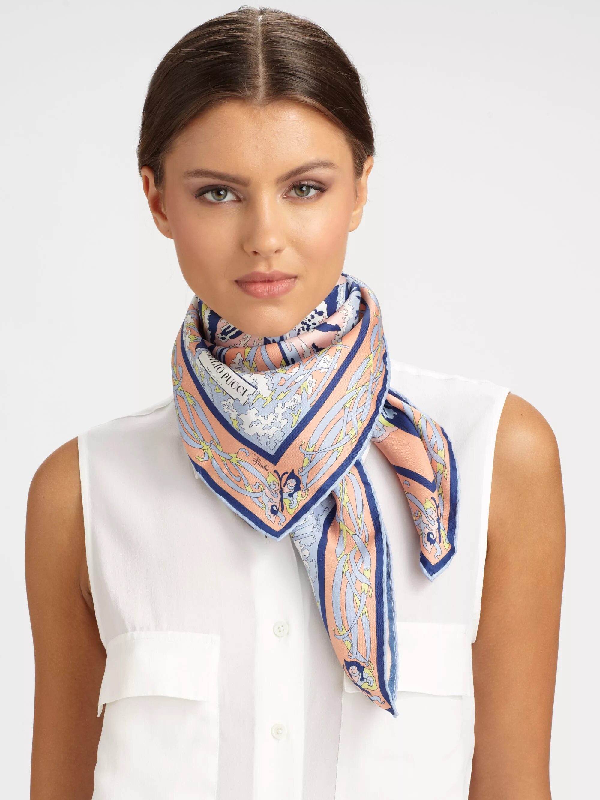 Шарф платок шею. Emilio Pucci Silk Scarf. Элеганза платки шелковые. Шарфик на шею. Платок женский на шею.