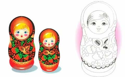 Матрешка роспись раскраска