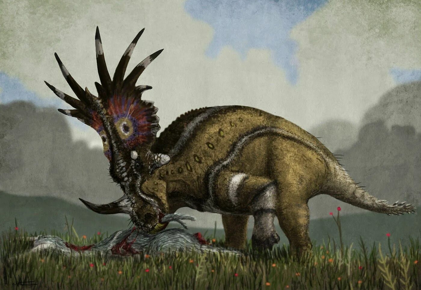 Стиракозавр палеоарт. Styracosaurus albertensis. Стиракозавр динозавр. Стиракозавр хищник. Динозавр с рогом на голове
