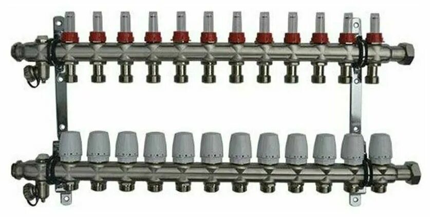 Коллектор 12 выходов. 1"с накидной гайкой10 вых. Коллектор из нержавейки. Коллектор 12 выходов. Коллекторная группа altstream 1" евроконус 3/4" на 10 выходов с расходомерами.