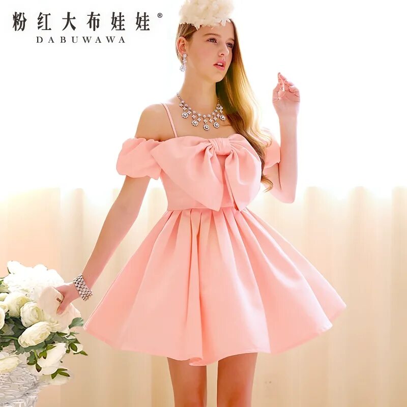 Платье розовое. Розовое платье с пышными рукавами. Нежное платье. Короткое розовое платье. Платья поясом розовые