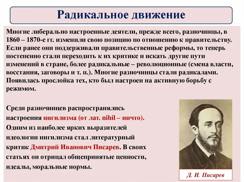 Как называли представителей общественного движения. Представители радикального направления общественного движения 1860-1870. Радикальное движение при Александре 2. Разночинцы это в истории России. Разночинцы 19 века в России.