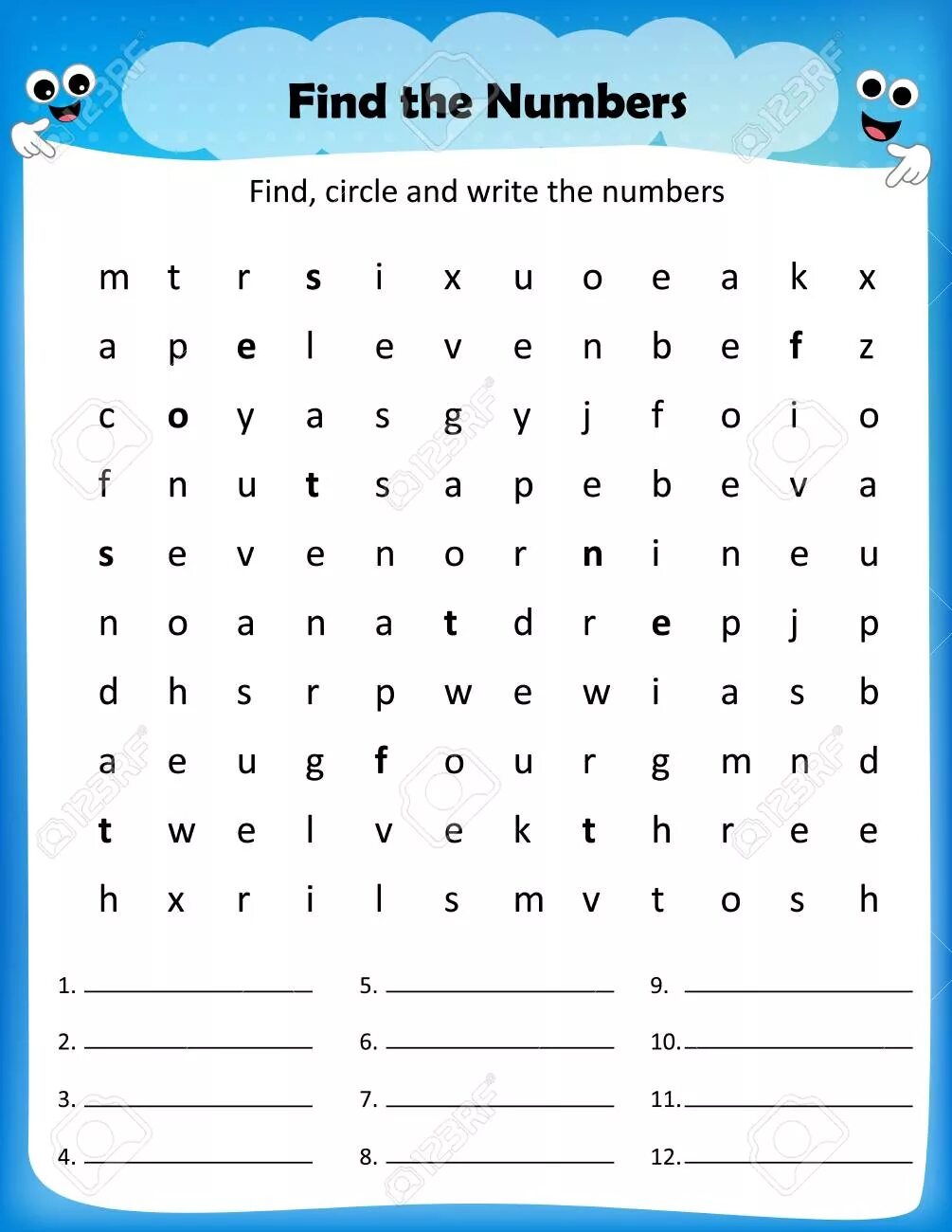 Find numbers 2. Find the numbers. find number for kids. wordsearch numbers 1-10. find and circle numbers.