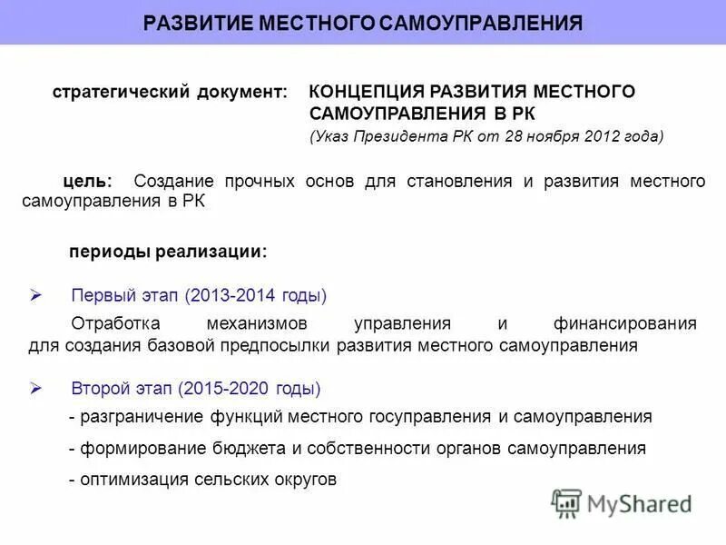 Развитие местного самоуправления в россии