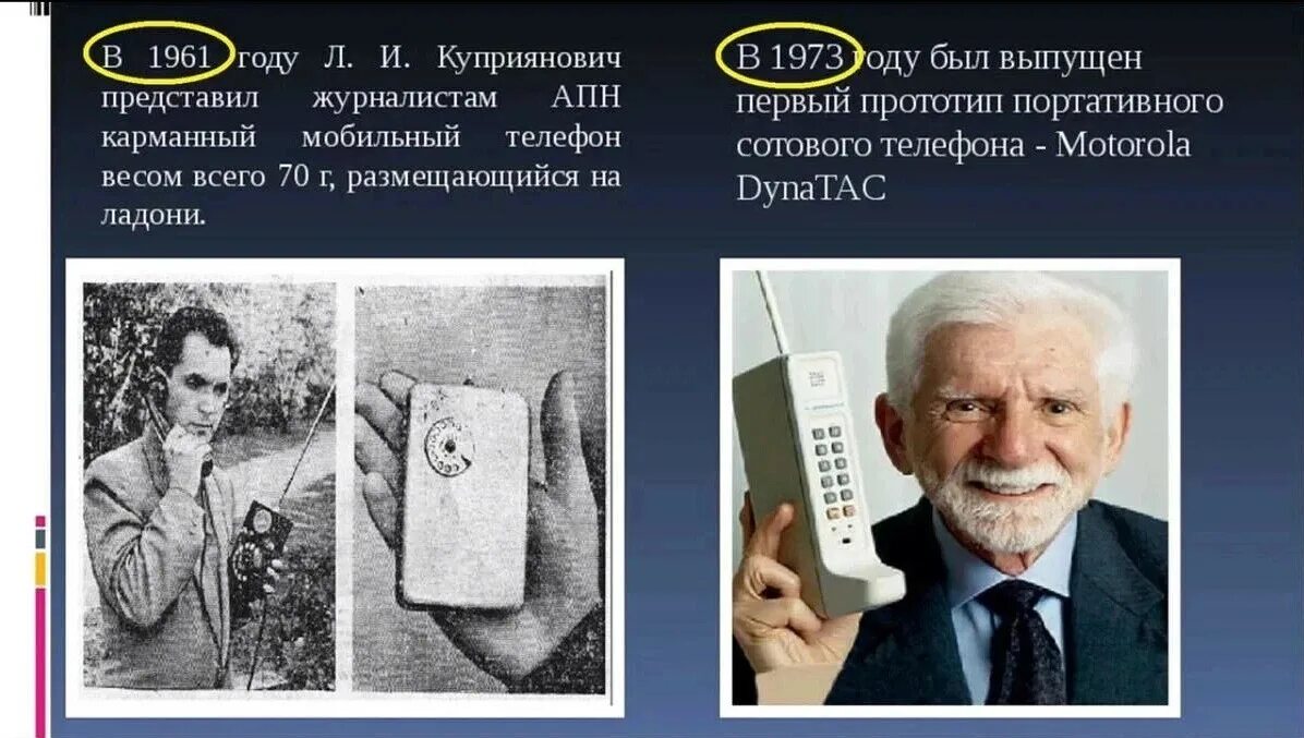 В каком году изобрели сотовый