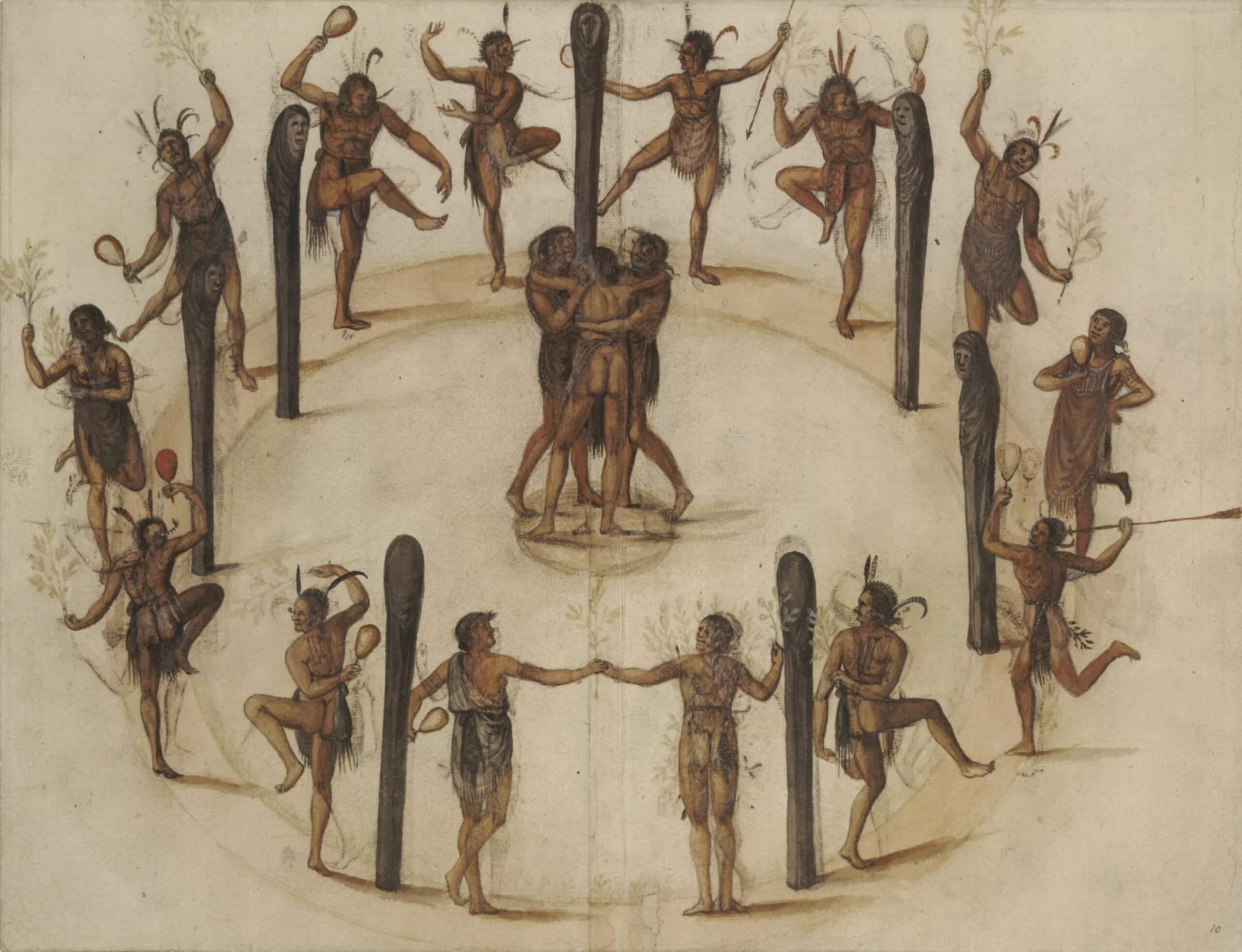 Джон Уайт (художник и мореплаватель). Древние ритуальные танцы. Ритуальные танцы первобытных людей. Ритуальные танцы индейцев.