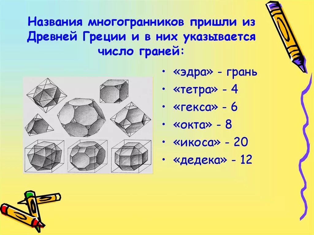 Многоугольники 10 класс геометрия. Многогранники названия. Названия правильных многогранников. Многогранники и их названия 10 класс. Название многогранников пришли.