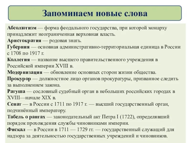 Термины по истории 8 класс