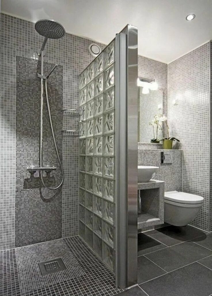 Pebble tile floor, rectangle grey shower Bathroom design small, Bathroom shower 