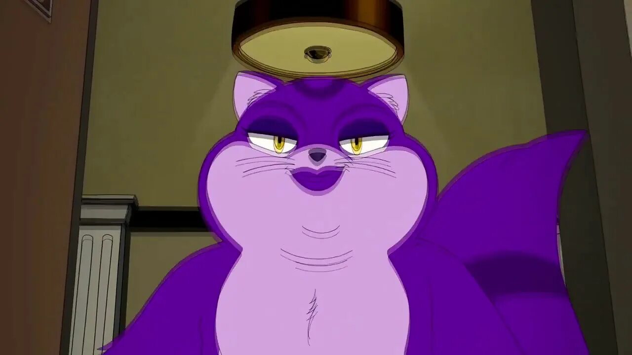 Фиолетовый кот монстр. Фиолетовый кот из мультика. Депрессивная Китти большой рот.