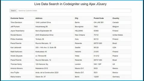 Live search
