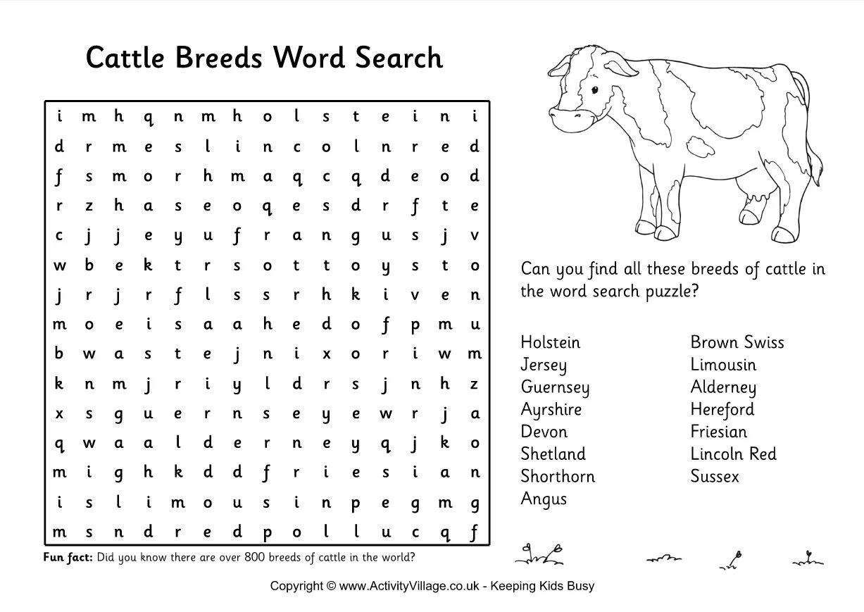 Animals wordsearch