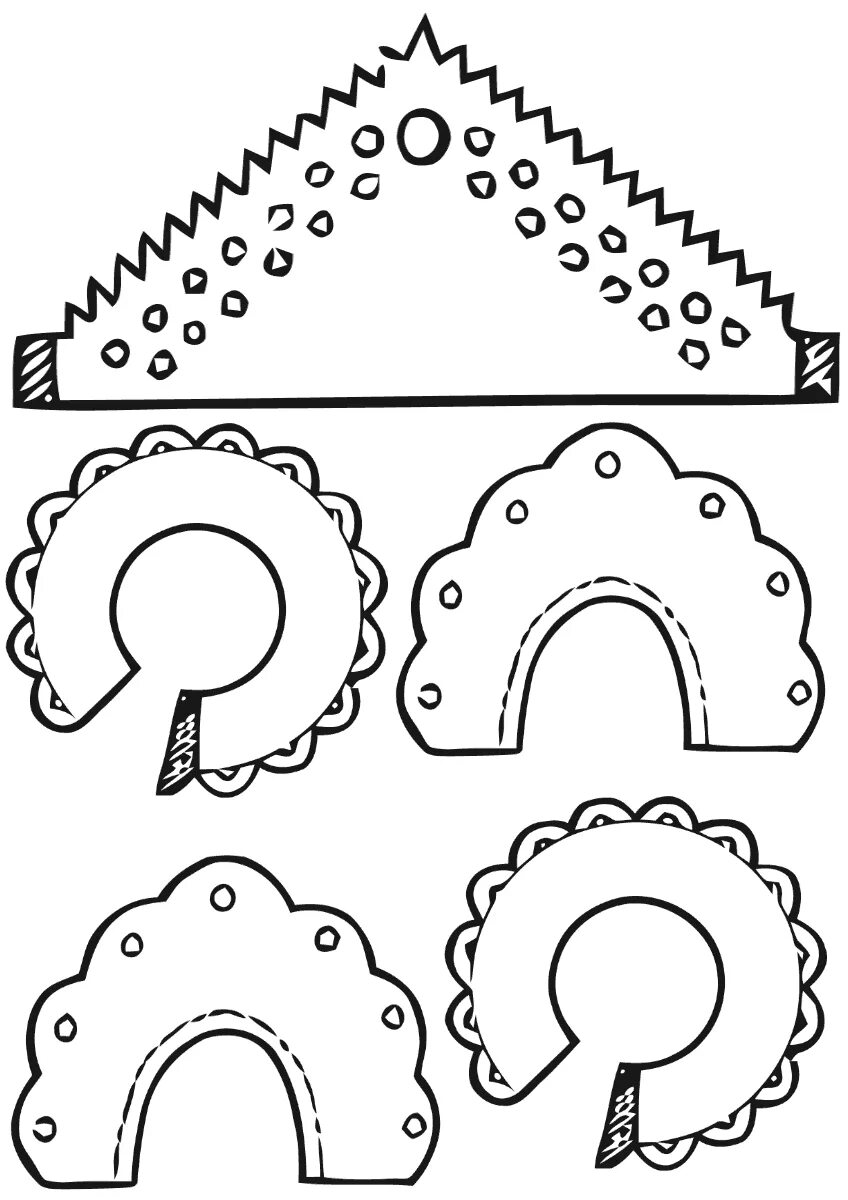 Кокошник василисы прекрасной. Узоры для кокошника. Кокошник для детей шаблон. Кокошник василисы премудрой своими руками. Выкройка кокошника елочка.
