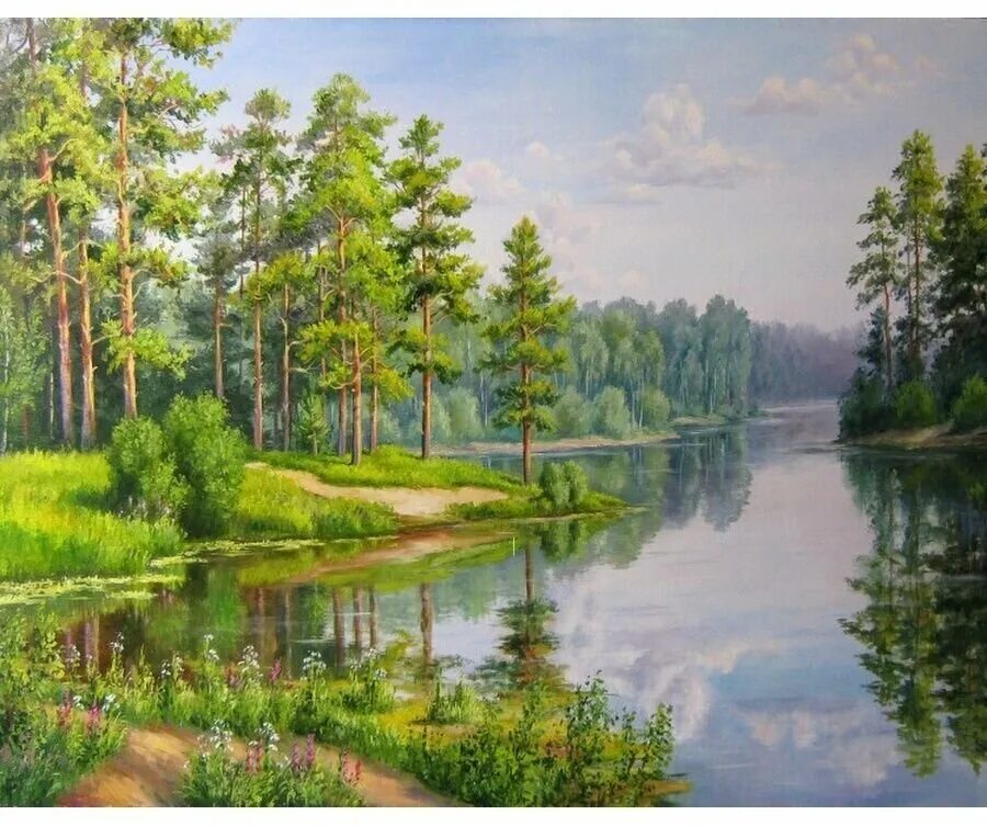 Картина лес речка. Картина лес речка. Картина лес речка. Картина лес речка. Лесной пейзаж маслом.