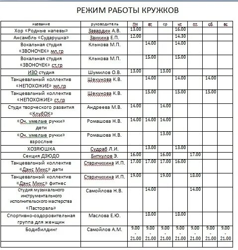 Апи арзамас расписание. Расписание кружков. Расписание Кружка. Расписание творческих кружков. Расписание кружков в ДК шаблон.