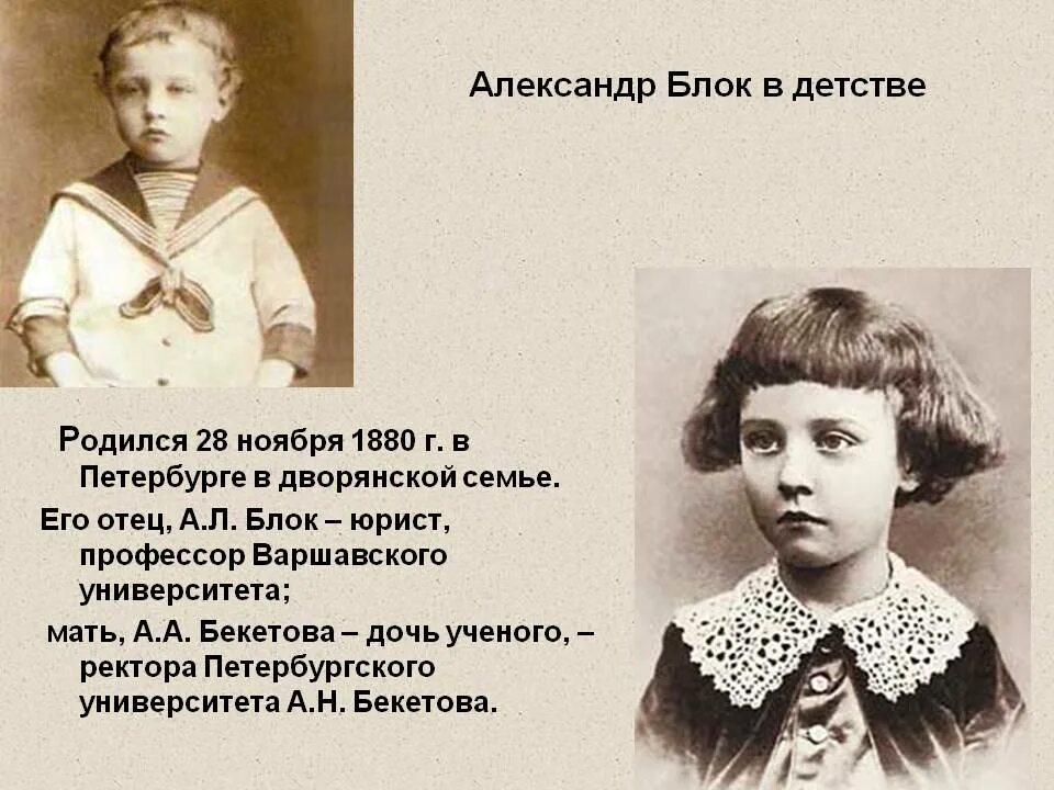 Великий не было детей. Блок в детстве.