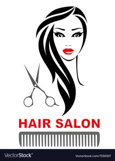 Hair salon icon with woman face and scissors vector image on VectorStock.