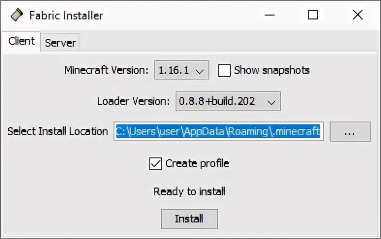 Install fabric loader