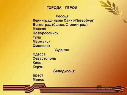 Города герои 2021