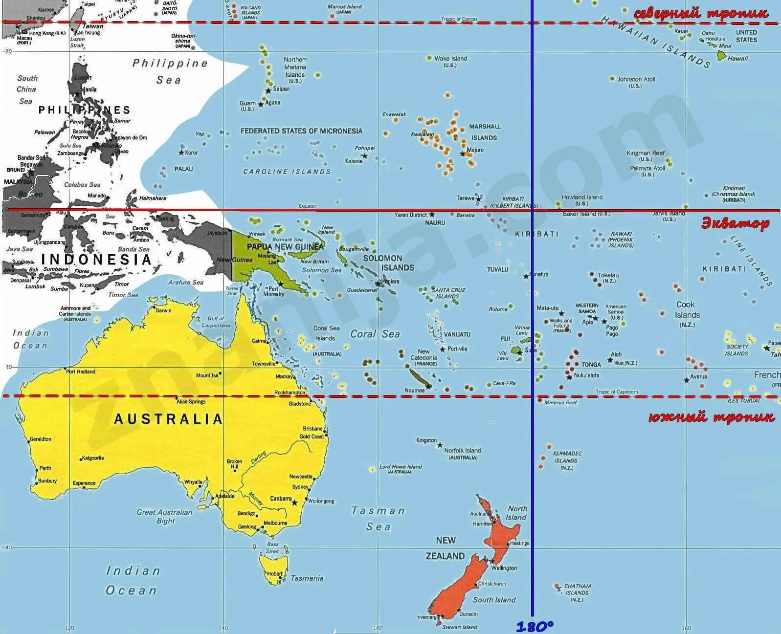 Положение австралии относительно нулевого и 180 меридианов. Экватор на карте Австралии. 0 Меридиан на карте Австралии. Нулевой Меридиан на карте Австралии. Линия экватора Австралия и Океания.