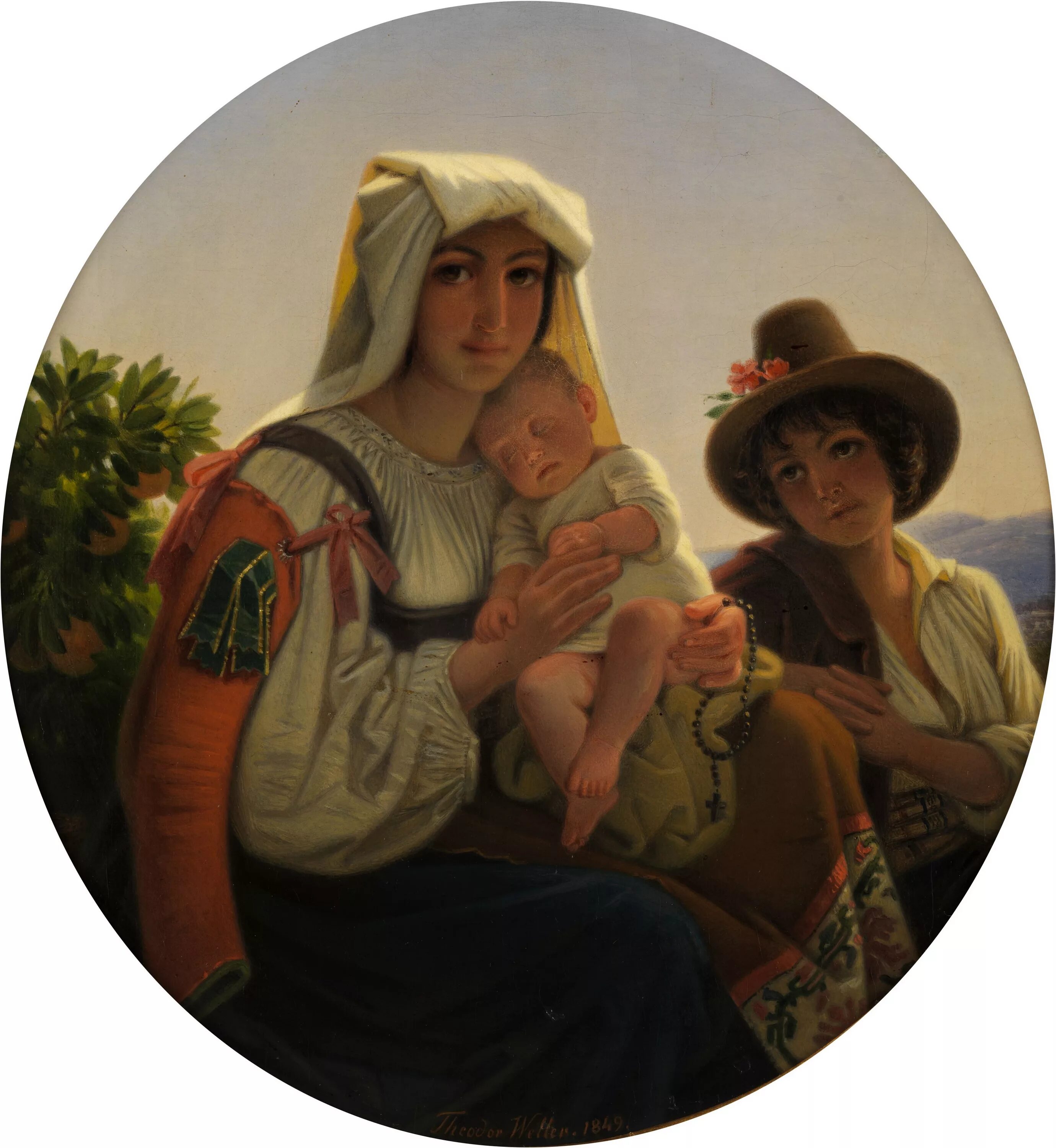 Итальянская мамаша. Theodor Leopold Weller. Итальянка с ребенком. Итальянка с детьми Неффа.