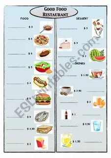 Меню на английском языке 4 класс