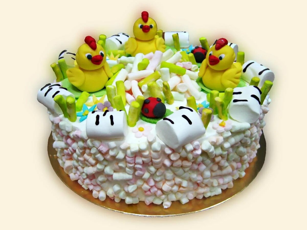 Цыплята из зефира. Украшение торта фигурками. мастичные фигурки для тортов. торт детский. торт с цыплятами.