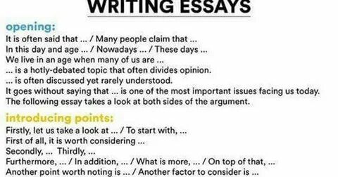 Essay writing words