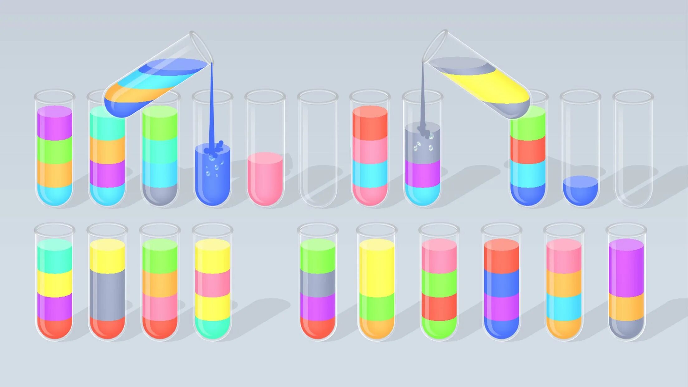 Игра сортировка цветов по колбу. Игра колбы. Игра колбочки с жидкостью. Сортировка жидкости игра. Игра переливать цветные жидкости в колбах.