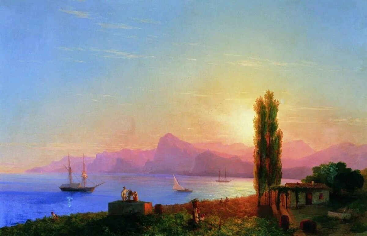 Картины в стиле айвазовского. Айвазовский. Неаполитанский залив. 1841. Закат на море Айвазовский 1856.