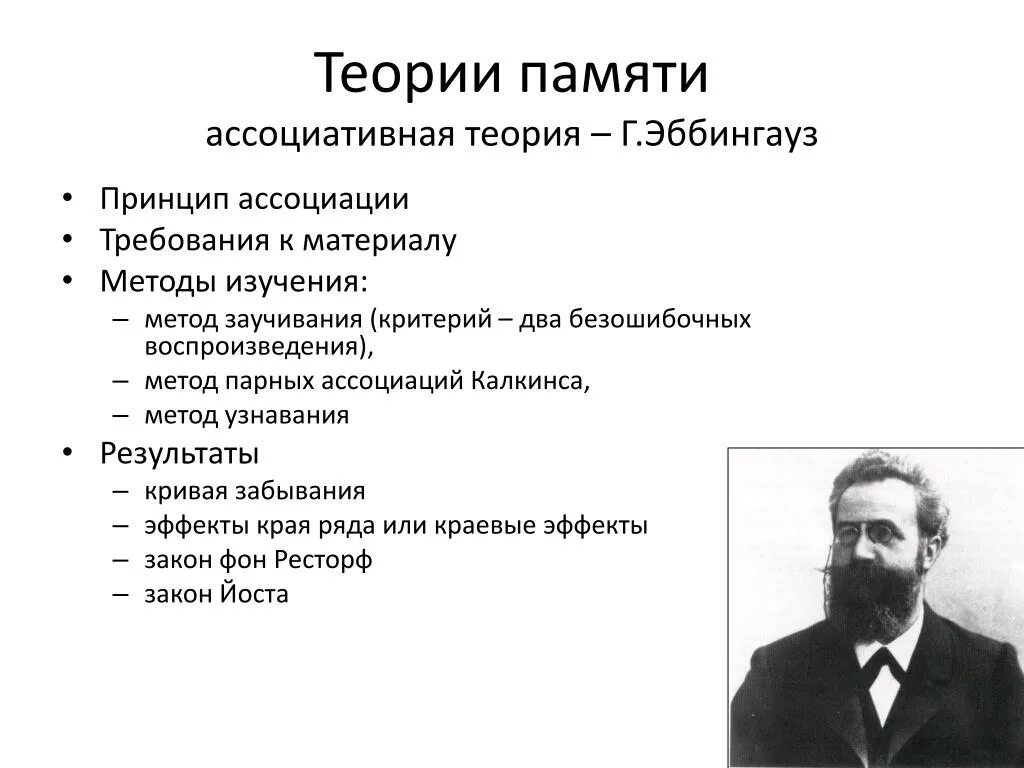 Изучение памяти. Эббингауз ассоциативная память. Ассоциативная теория памяти (Эббингауз). Теории памяти в психологии. Теории изучения памяти.