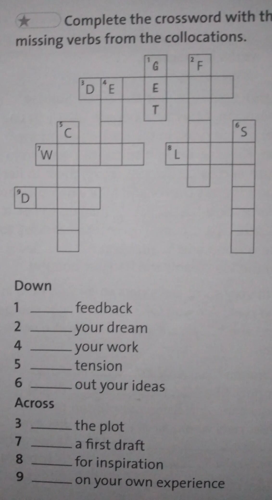 Complete the crossword down