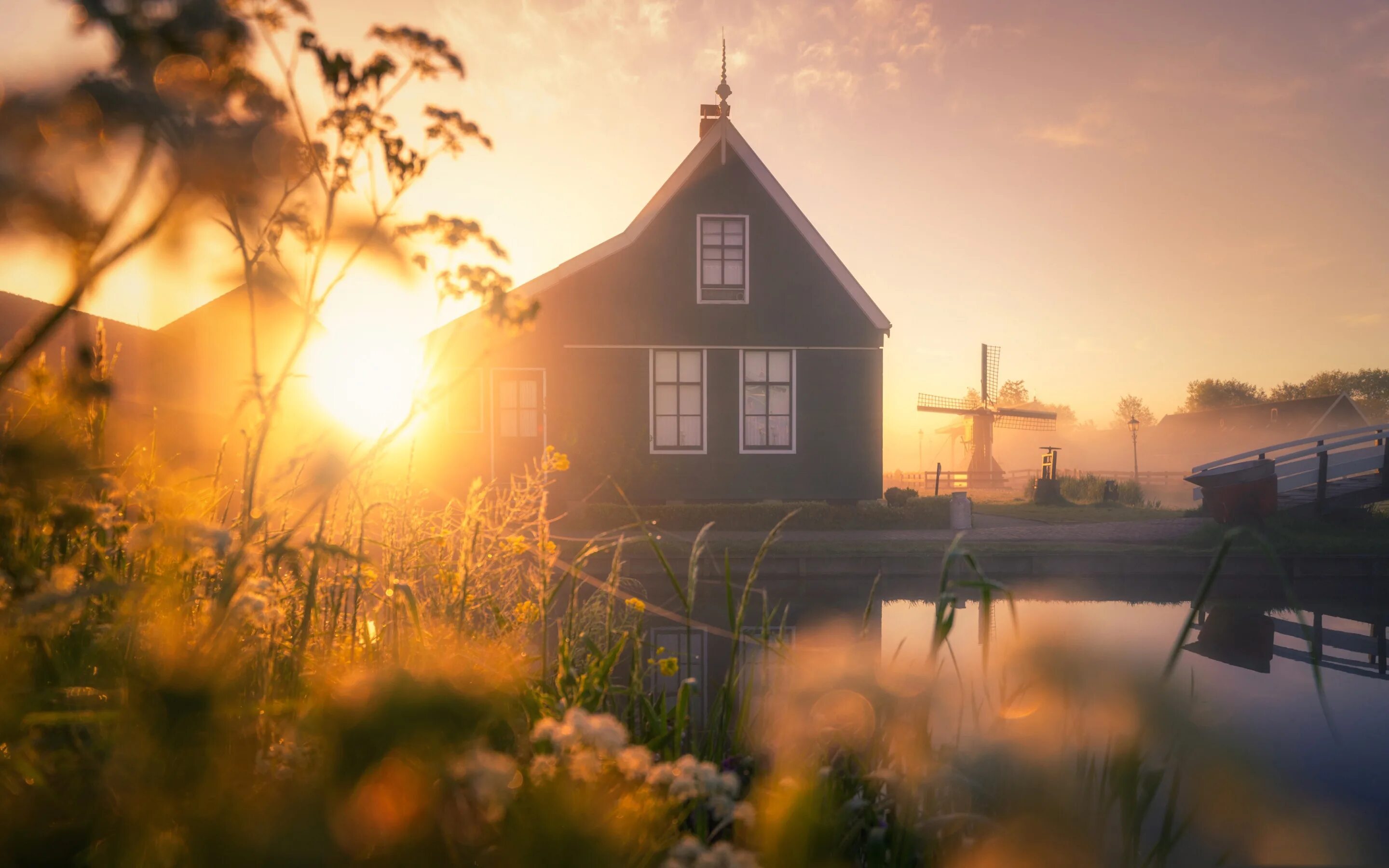 Песня доброе утро на голландском. Деревенский пейзаж. Домик в деревне. Дачный пейзаж. Дом в тумане.