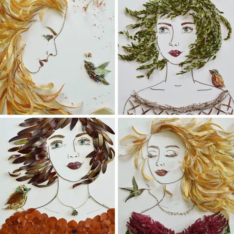 Рисунки разными материалами