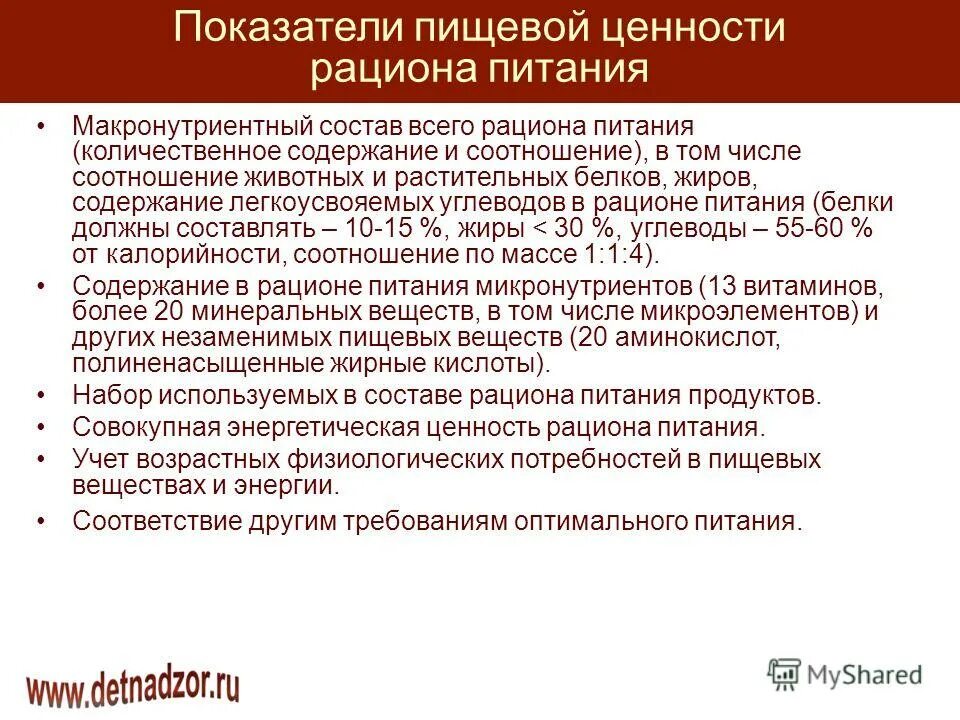 Показателей пищевой безопасности