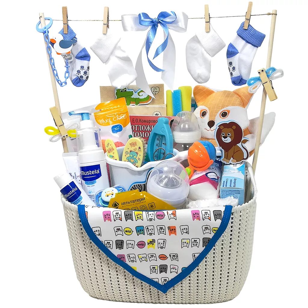 Подарок новорожденному мальчику. Подарочная корзина для новорожденного. Корзина с детским питанием. Подарочные наборы для новорожденных. Подарочные корзины для новорожденных.