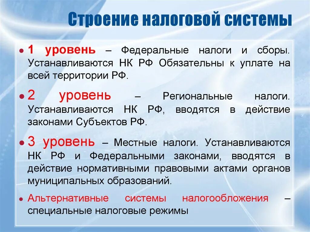 Уровни налогов системы. По уровню системы налоги. Строение налогового кодекса. Уровни налогообложения в РФ.