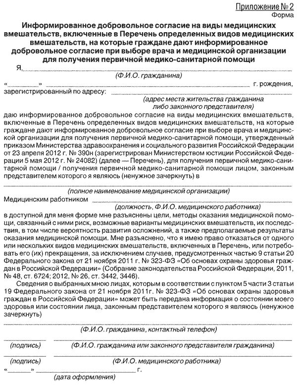 Виды информационного согласия