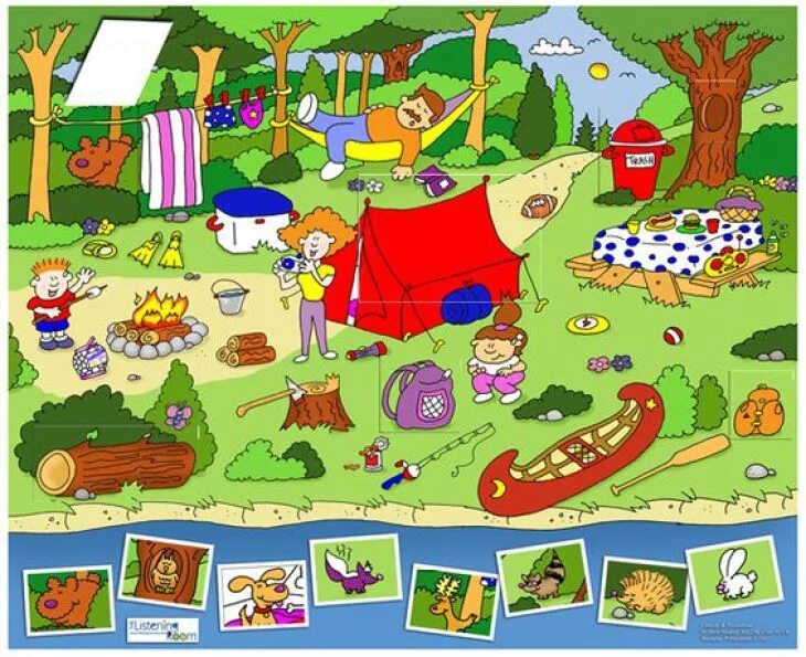 Camping for kids. Найди на картинке спрятанные предметы. Находилки Хидден. Find the objects for Kids. Детская игра спрятать.