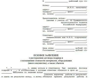 Все иски иск о расторжении