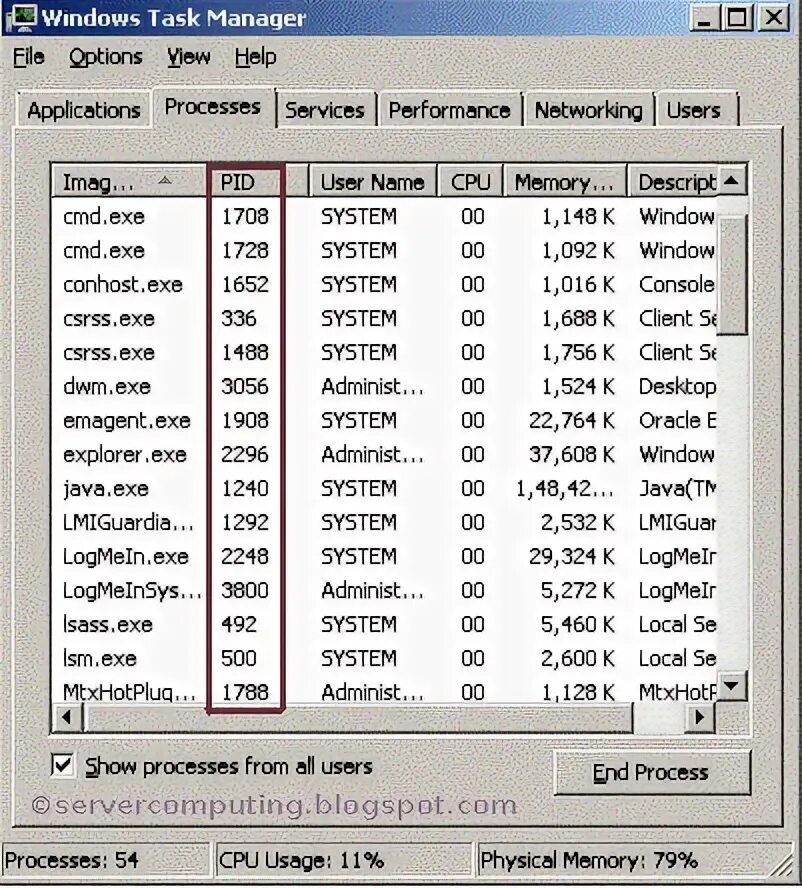 Process identifier. Process identifier