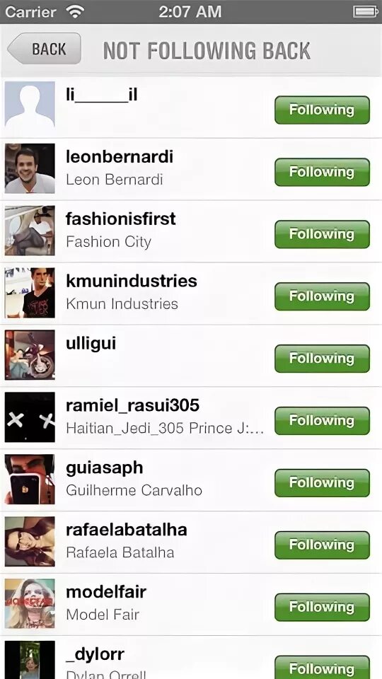 Is not following you. Is not following you