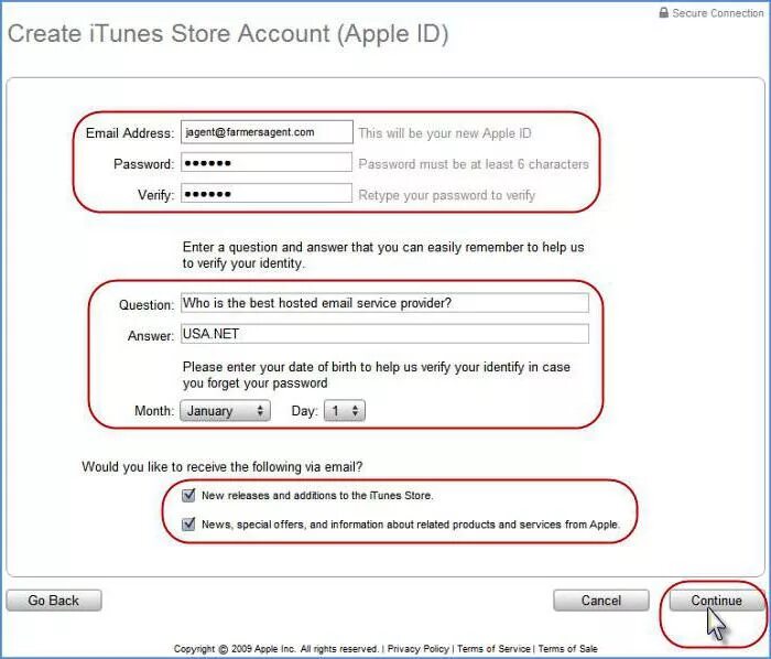 Адрес сша для apple id