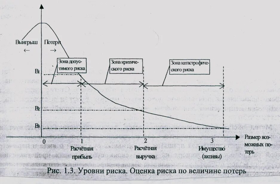 Уровни риска по степени возрастания потерь. Зоны рисков. Схема зон риска. Критический уровень риска.