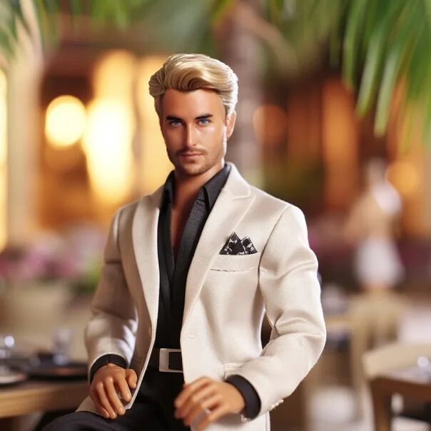 Кукла BARBIE Кен из серии Игра с модой Блондин в голубой футболке DGY66/DGY67 - 