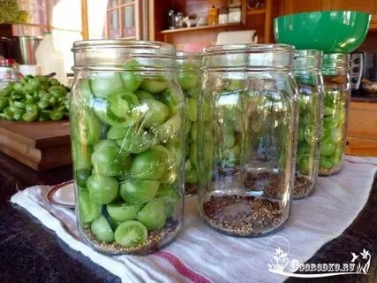 Маринованные зеленые помидоры на литровую банку