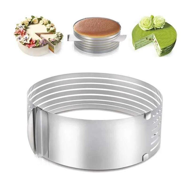 Кольцо для выпечки Cake slicing Ring. Форма для торта "Cake Ring" регулируемая 16-30см.. Форма-слайсер для нарезки коржей Cake slicing Tool, 15-20 см. 6181-24-3-1 Форма для выпечки раздвижная круглая 16-30см..