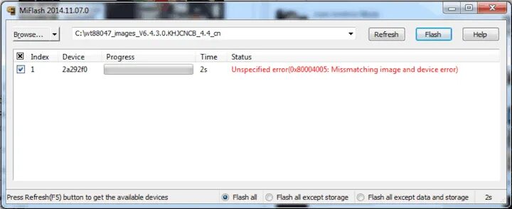 Missmatching image and device. Ошибка miflash. error missmatching image and device. xiaomi error. ошибка при прошивке xiaomi.