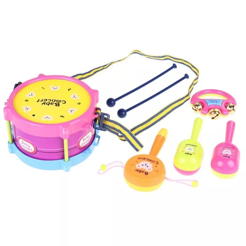 Игрушка музыкальная "барабан". Набор музыкальных инструментов в барабане детский. Игрушка барабан музыкальный набор. Музыкальная игрушка для малышей с барабаном.